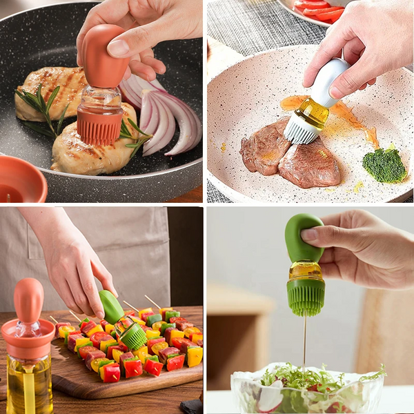 Oiler Brush, Oiler for Kitchen, Portable Sauce Oil Bottle, Oil Dispenser with Silicone Brush for Cooking, Baking, BBQ, Kitchen, Food