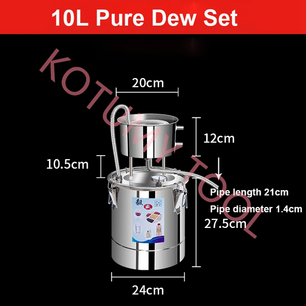 10L Stainless Steel Water Alcohol Distiller Moonshine Still Craft Equipment for Whiskey Wine Home Brewing