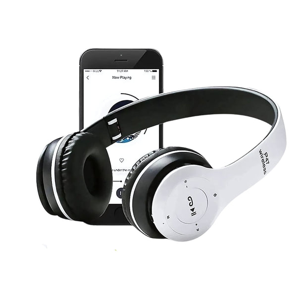 P47 Foldable Headphones - Wireless Bluetooth with Mic and Bass HiFi Sound