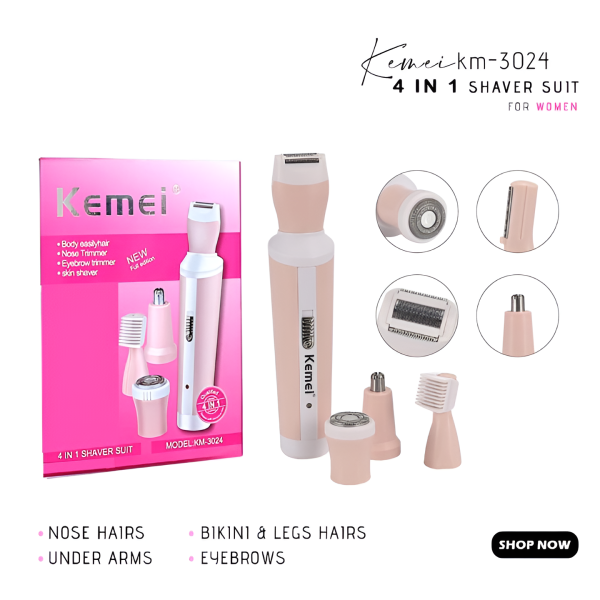 Kemei 4 In 1 Rechargeable Hair Remover Shaver Ladies Epilator