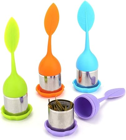 Silicone Tea Infuser – Stainless Steel Strainer Drip Tray Included (random Color)